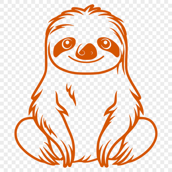 A simple line drawing of a sloth in full-body view.