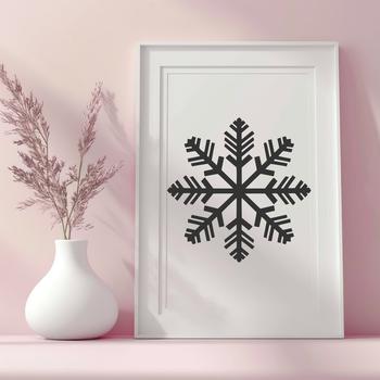 A delicate 2D illustration of a snowflake with intricate patterns and shapes.