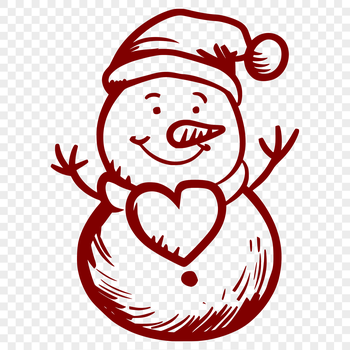 A winter-themed SVG clip art design featuring a snowman with love hearts.