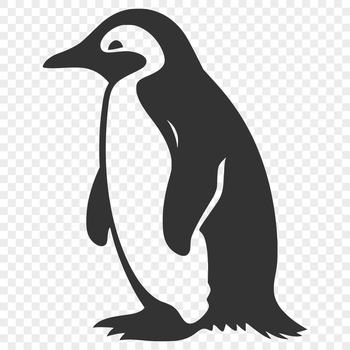 A realistic illustration of a full-body penguin in various colors, suitable for vector design projects.