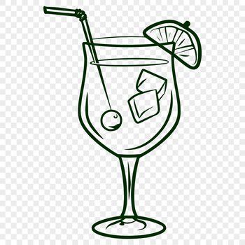 A simple illustration of a cocktail in a glass, suitable for digital design projects.