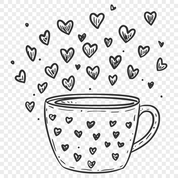 A stylized cup design featuring intertwined love hearts, perfect for creating customized drinkware with vector art.
