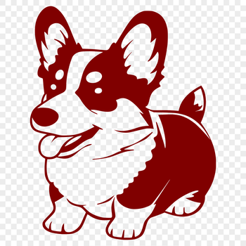 A full-body illustration of a Corgi standing on its hind legs.