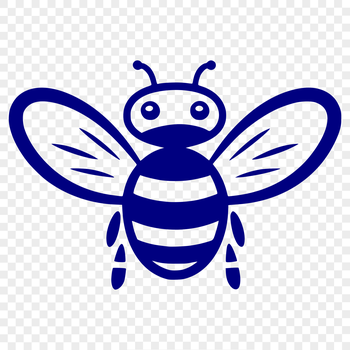A simple line drawing of a full-body insect bee in mid-air.