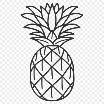 A ripe pineapple fruit with tough leaves, suitable for food-related designs and vector graphics.