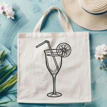 A colorful cocktail in a glass with garnishes, presented as a vector illustration.