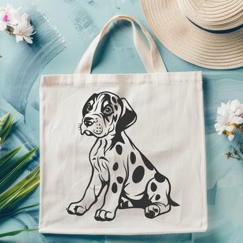 A large breed dog sitting on its hind legs, depicted in detailed vector format.