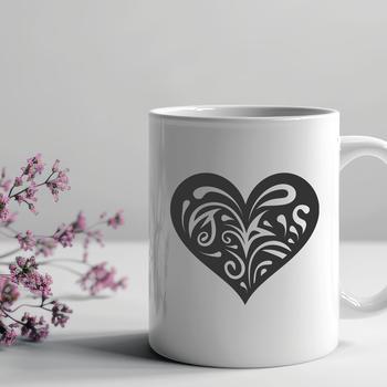 A stylized heart shape used in various designs and crafts.