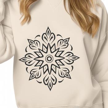 An intricately designed vector graphic of a single six-pointed star-shaped snow crystal.