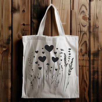 A colorful illustration of a wild flower with love hearts scattered around it, suitable for various digital and craft uses.