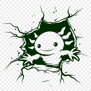 Axolotl animal illustration with detailed head features in vector format.