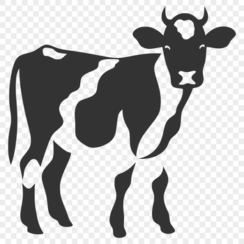 An SVG vector image of a cow with detailed anatomy.