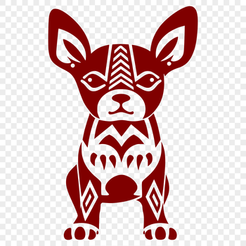 A stylized illustration of a seated Boston Terrier dog breed with ornate details, suitable for vector graphic design.