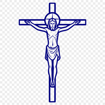 Religious illustration of a crucified Jesus in vector format for graphic design and digital art projects.