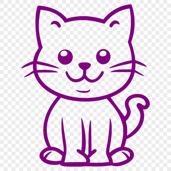 A simple line drawing of a sitting kitten in various poses.