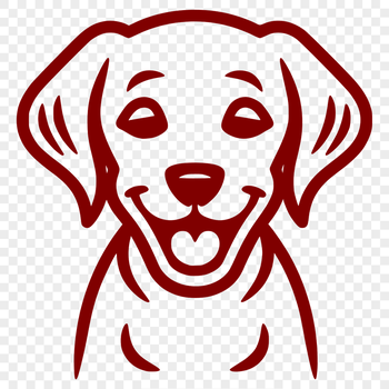 An illustrative representation of a dog breed profile, featuring a Labrador Retriever's distinctive facial features.
