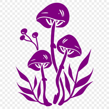 A vector illustration of a mushroom in various detail levels for graphic design projects.