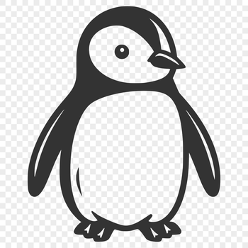 A simple line drawing of a cute penguin in full body pose.