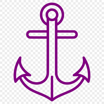 A simple line drawing of an anchor with rope and chain details, suitable for nautical-themed designs.