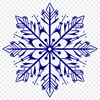 A detailed vector illustration of a single snowflake with symmetrical patterns and frosty edges.