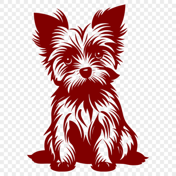 A small breed dog sitting on its haunches with folded front legs.
