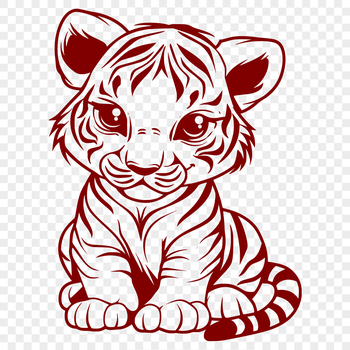 A detailed illustration of a tiger in full body pose, suitable for various digital design projects.