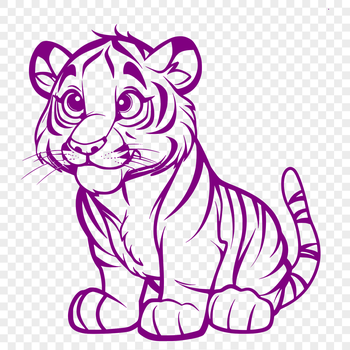 A full-body illustration of a tiger sitting upright, suitable for digital use in various formats such as SVG, PDF, or DXF.
