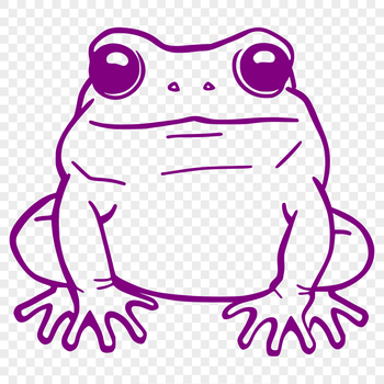 Simple line drawing of a full-body toad in vector format.