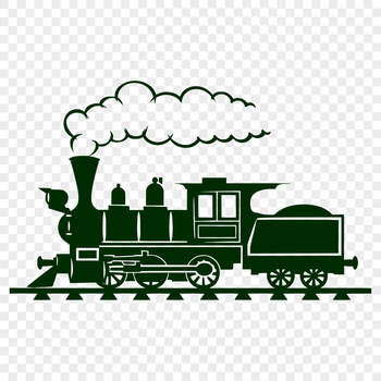 A detailed illustration of a train with bold lines and precise shapes.