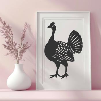 A detailed illustration of a farm animal, specifically a domesticated turkey, suitable for various designs and crafts.