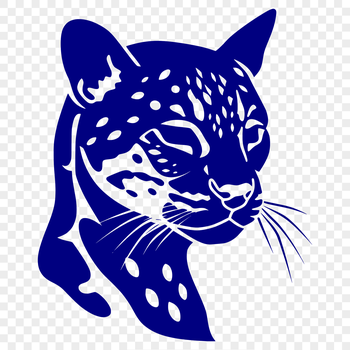 A sleek and agile Ocelot's head is depicted in a detailed vector illustration.