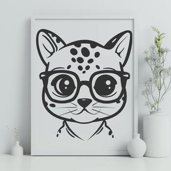 Free Big Cat Wearing Glasses PNG
