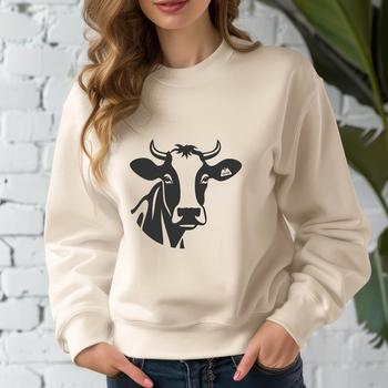 A simplified illustration of a cow's head and body, suitable for vector art design.