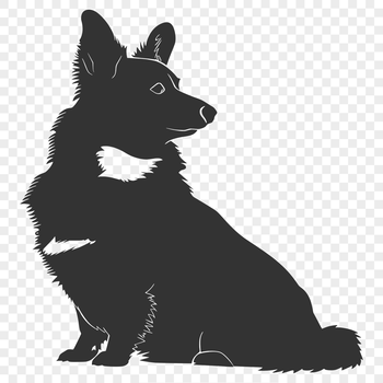 A full body illustration of a sitting Welsh Corgi dog breed, suitable for personal or commercial use as vector art.