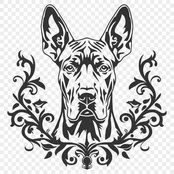 A detailed illustration of a Great Dane's head, suitable for cutting machines or laser cutters.