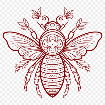 An ornate depiction of a bee insect with intricate details.