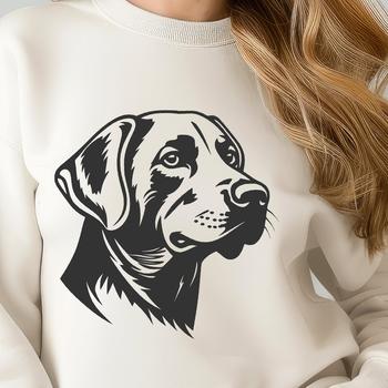 An illustration of a Labrador Retriever's head, suitable for use in graphic design and digital art.