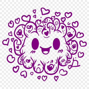 A cute monster character designed with love hearts, suitable for various digital crafting tools.