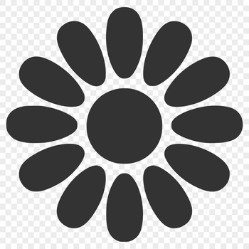 A stylized illustration of a sunflower featuring long stem and bright yellow bloom.
