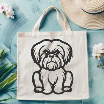 A sitting Shih Tzu dog with a full body pose.