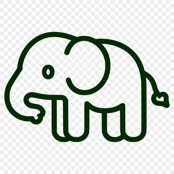 A simple line drawing of a standing elephant in full body pose.
