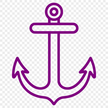 A simple line drawing of a nautical anchor symbol, suitable for vector graphics.