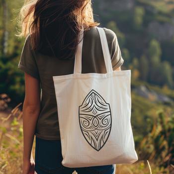 A geometric shield design with various shapes and patterns, suitable for vector art projects.
