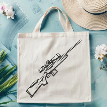 A detailed illustration of a modern rifle with various features, ideal for vector graphics and design projects.