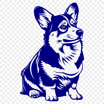 A full-body illustration of a sitting Welsh Corgi breed dog, suitable for use in digital art and crafts.