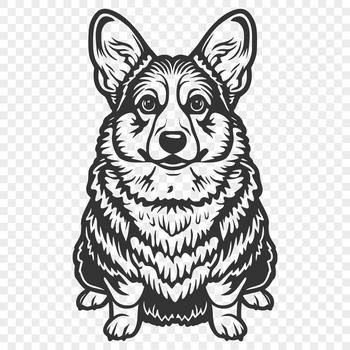 A full-body illustration of a seated Welsh Corgi dog breed.