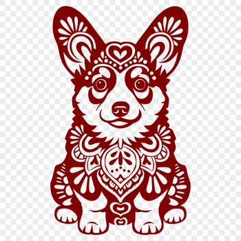 Vector art design of a Welsh Corgi in a sitting position, suitable for use as clip art or a stencil template.