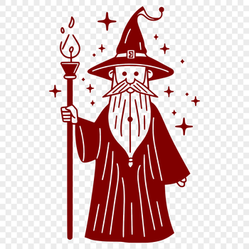 A full-body illustration of a wizard in a fantasy setting, suitable for vector design and clip art.