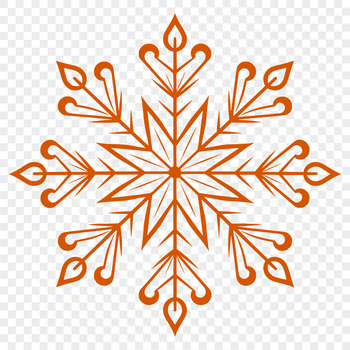 A delicate six-pointed snowflake with intricate details, suitable for winter-themed projects or holiday decorations.