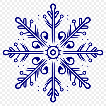 A intricate, hand-drawn style ornate winter snowflake design, ideal for Christmas decorations and vector art projects.